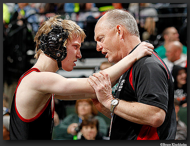 Wrestling coach at state tournament